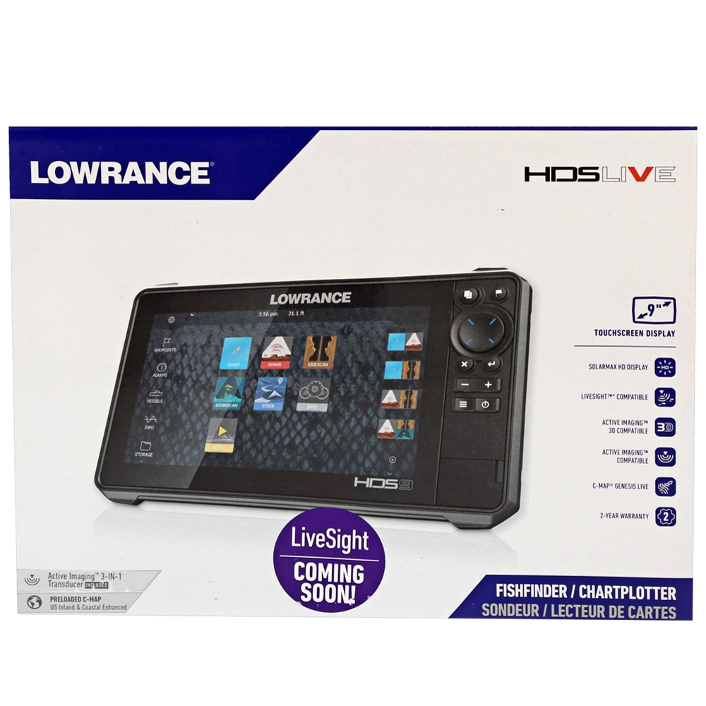 Lowrances HDS-9 Live with Active Imaging 3-in-1 Transom Mount Transducer & C-MAP Pro Chart
