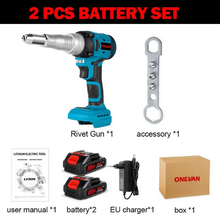 Load image into Gallery viewer, 20000N 720W Brushless Electric Rivet Gun 2.4~5.0mm Cordless Rivet Nut Gun Drill Insert Power Tools for Makita Battery