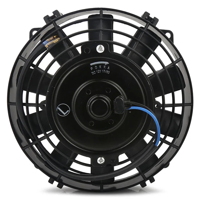 12V 80W Plastic Radiator Cooling Fan with 10 Straight Blades 8'' Universal Slim Car Push/Pull Electric Interior Accessor