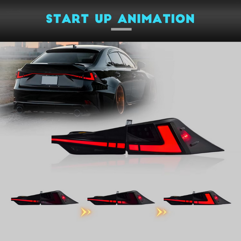 HCMOTIONZ Factory New LED Tail Lights Start up Animation DRL for Lexus IS 200t F IS250 300 350 300h Rear Lights 2014-2020