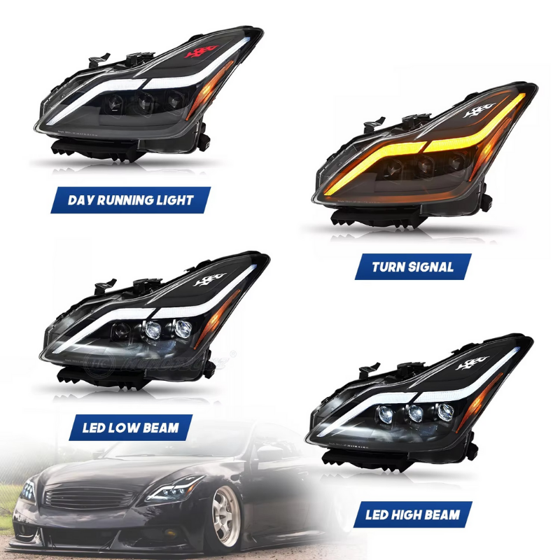 HCMOTIONZ LED Headlights for Infiniti G37 2008-2013 DRL Start up Animation Q60 Coupe Convertible 2014-2015 Car Front Lamps