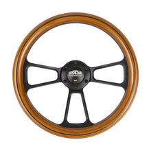 Load image into Gallery viewer, 14" Black Billet Steering Wheel Real Mahogany Wood Half Wrap Aluminum Rivets