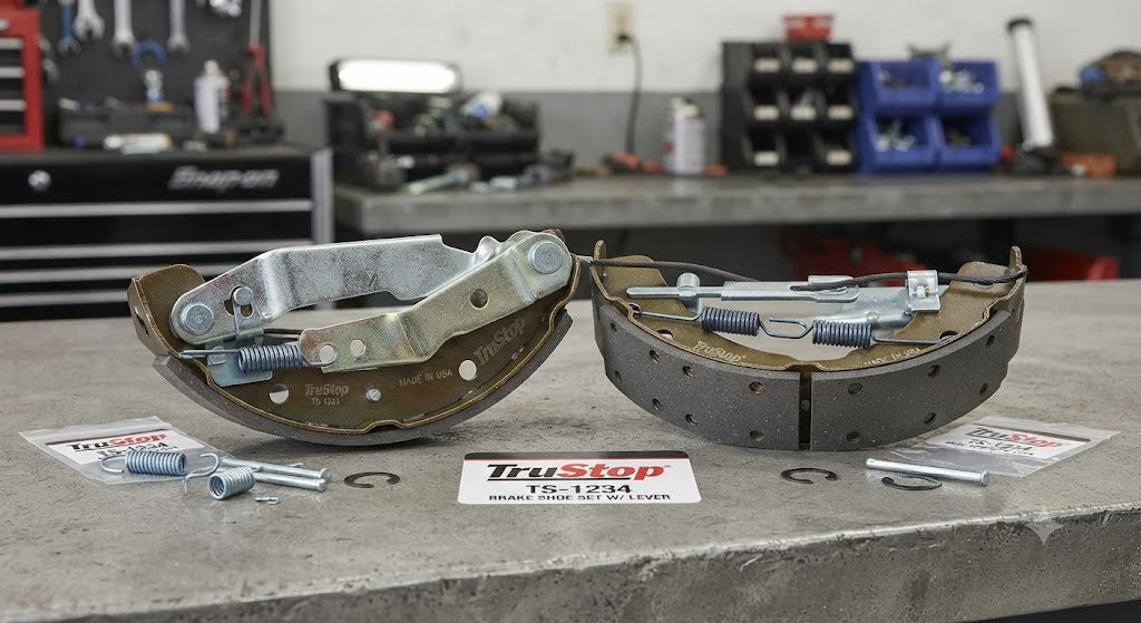 TruStop Brake Shoe Set with Handbrake Lever – Replacement Bike Brake Kit