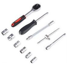 Load image into Gallery viewer, 46-Piece Auto Repair Tool Set Quick Small Fly Ratchet Screwdriver Combination with Hard Case Plastic Hand Tool Kit