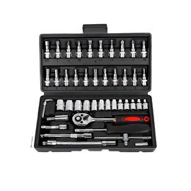 46-Piece Auto Repair Tool Set Quick Small Fly Ratchet Screwdriver Combination with Hard Case Plastic Hand Tool Kit
