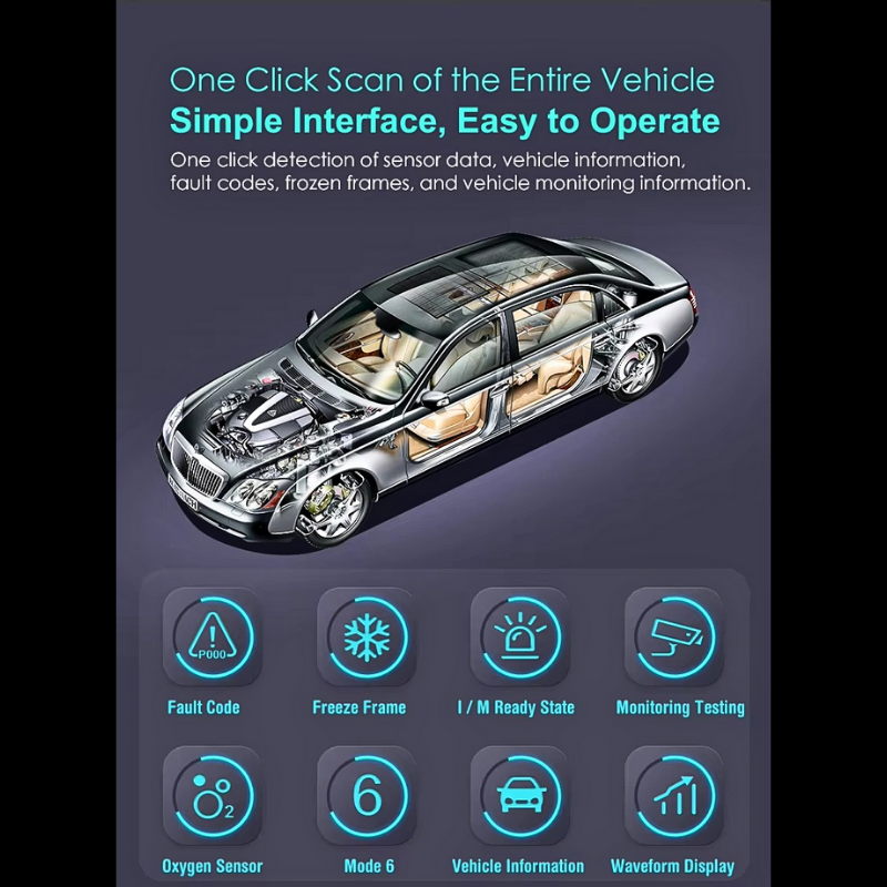 ELM327 V011 Alarm Vehicle Safety FCC CE RoHS Automotive Diagnostic Code Reader Wireless for Bluetooth OBD2 Scanner for Cars