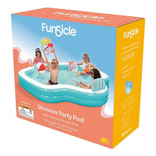 Load image into Gallery viewer, Funsicle Shimmer Party Pool, 10 ft. Inflatable Lounge Pool, Teal &amp; White