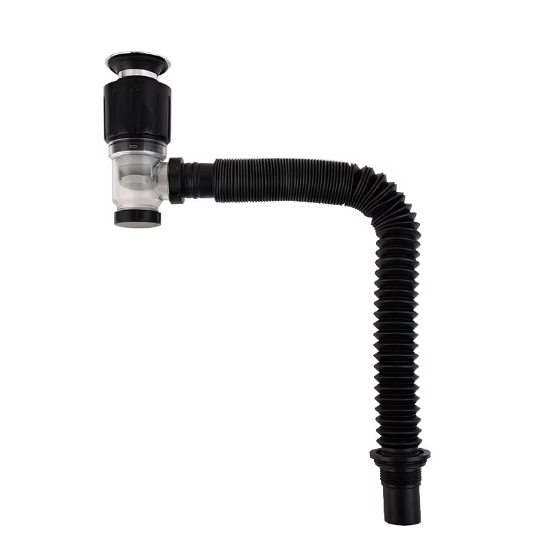 Stainless Steel Two-Way Mounted Wash Basin Chrome Water Drain Downcomer Overflow Sink Drainer Water Hose Set