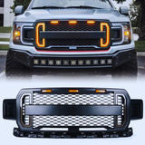 Gobison Pickup Accessories Raptor Bodykit Front Bumper Grille With DRL Light for FORD F150 2018 2019 2020 Car Grille