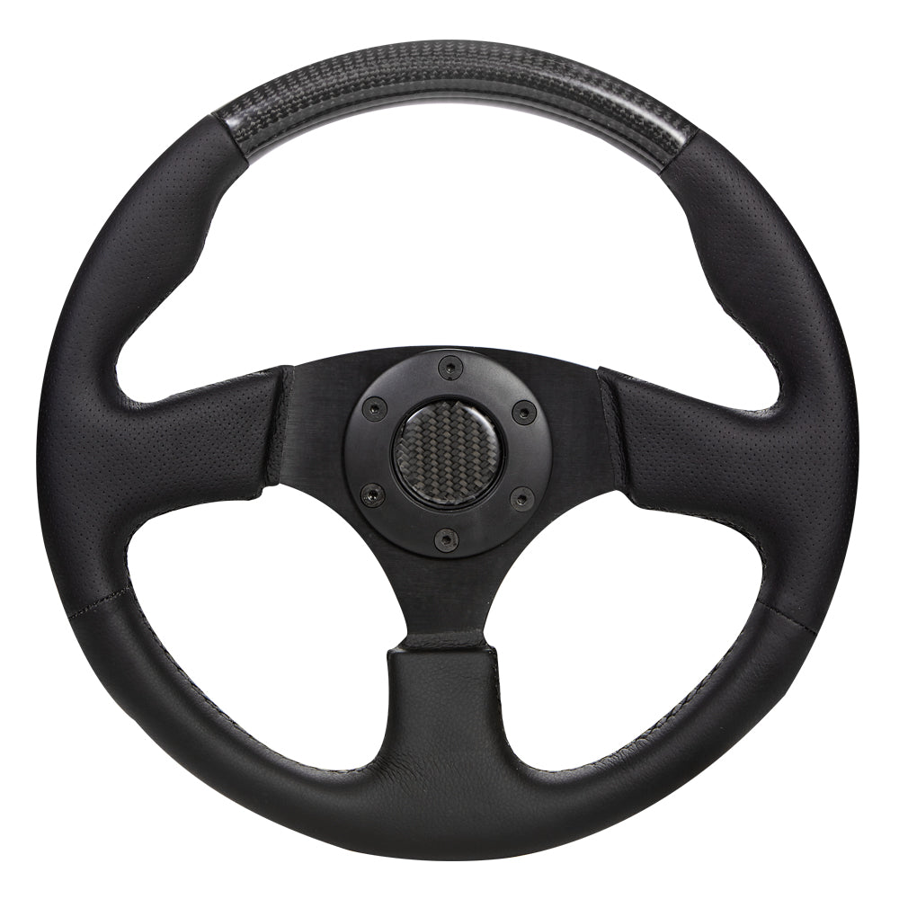 330mm Classic Flat Carbon Fiber + Perated Leather Steering Wheel