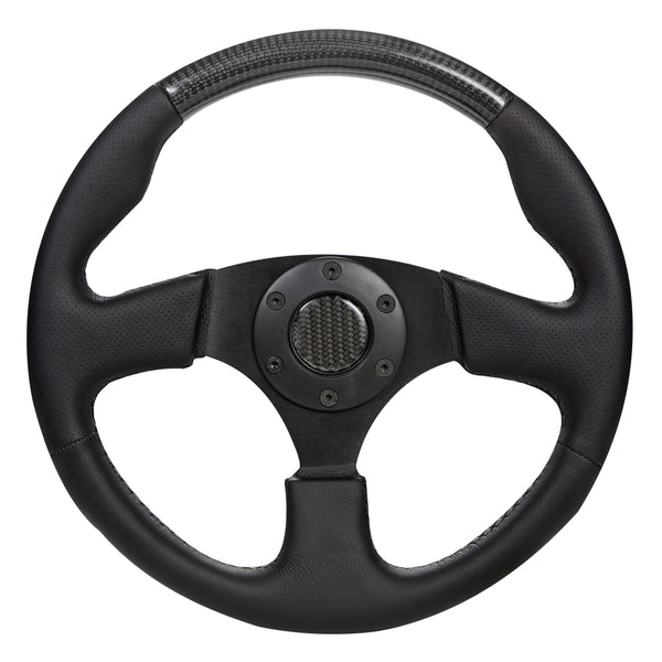 330mm Classic Flat Carbon Fiber + Perated Leather Steering Wheel