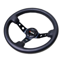 Load image into Gallery viewer, 350mm Deep Corn Rally Steering Wheel Black Stitching Universal 14inch Leather Car Steering Wheel