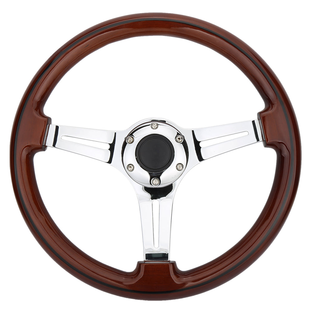 350mm Wood Grain Black Trim Classic Mini Steering Wheel