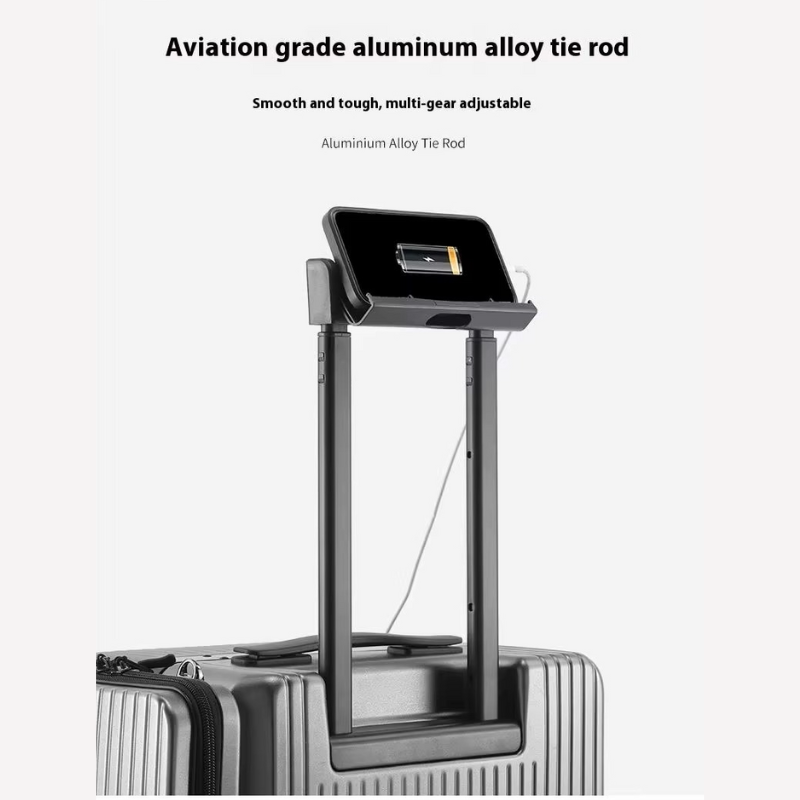 Multifunction Front Open Suitcase for 20 Inch Boarding Luggage Cosmetic Bag With USB Charging and Cup Holder