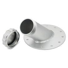 Load image into Gallery viewer, 45 Degree Filler Neck Fuel Cell Cap Billet Aluminum, 12cm Racing Fuel Cell tank Cap Silver