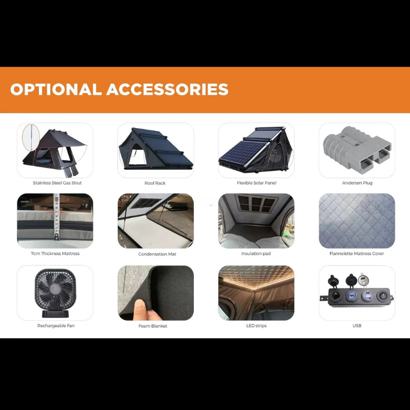 Remaco Camping Triangle Car Rooftop Tent Hard Clamshell Black Gray Aluminum 4 Person Hard Shell Roof Top Tent