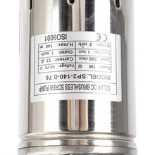 Load image into Gallery viewer, 3in 48V 750W Solar Bore Pump Screw MPPT Submersible Deep Well Pump 140M-3
