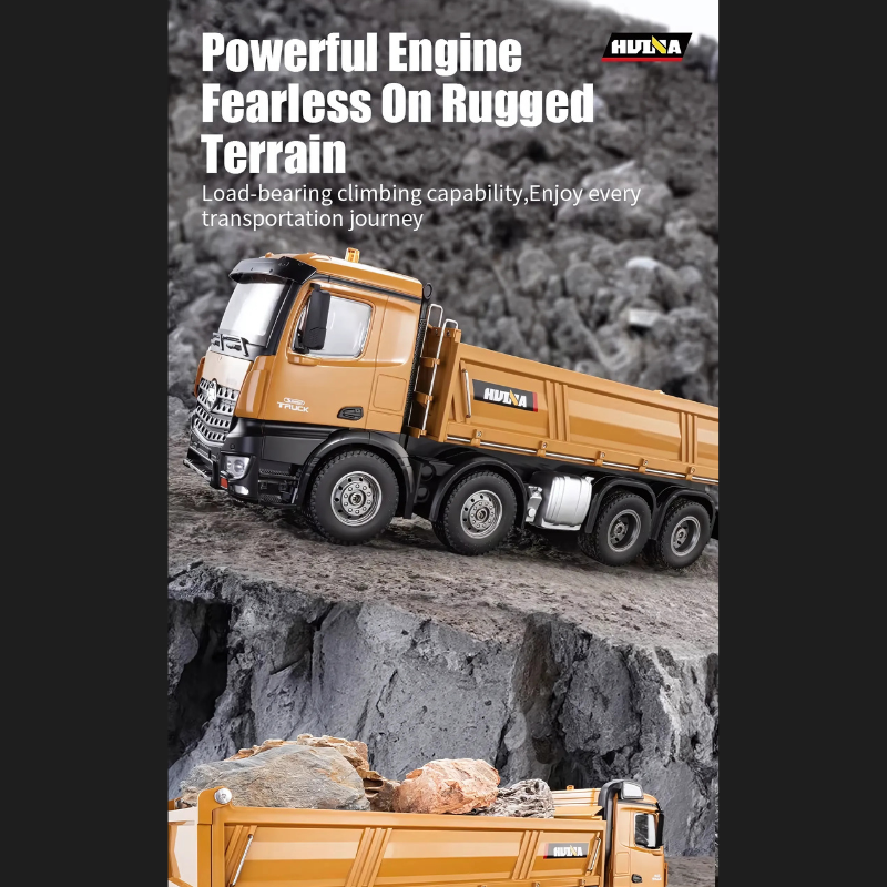 HUINA 1536 RC Car Remote Control Toys 1/14 Large Dump Truck Alloy RC Engineering Truck 8-Wheels Heavy-Duty Vehicle Cargo Model