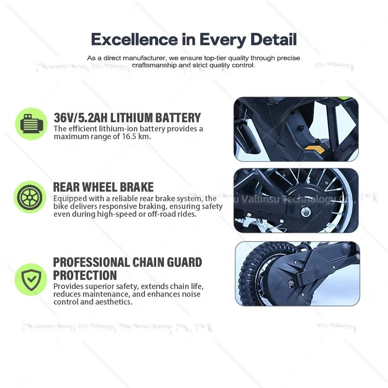 2024 Newest Legal Mini Dirt Bike Spring Damper Kids Motocross 15 Mph High Range Off Road E Motorbike Electric Motorcycle