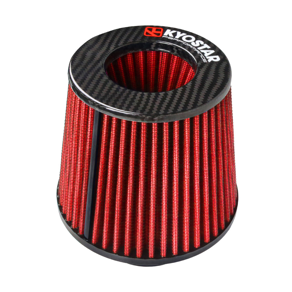 Auto Engine 3" 76mm Neck Red Black Blue Universal Car Sport Glossy Real Carbon Fiber Cone Air Filter