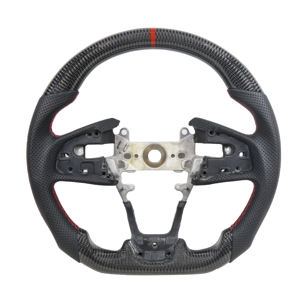 For Honda Civic 2016-2021 Type R North American Spec Carbon Fiber Nappa Prefoed Leather Car Racing Steering Wheel Compat