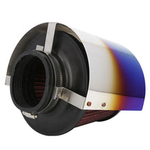 Load image into Gallery viewer, Universal Titanium Blue Stainless Steel Air Filter Heat Shield Cover - Adjustable 2.5 to 5 inch
