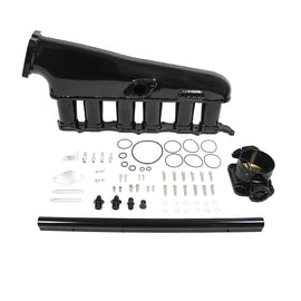Toyota 2JZ TIG Welded Aluminium Intake Manifold with Fuel Rail and 90 mm Throttle Body, Black