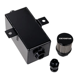 Universal 1L Baffled Aluminium Oil Catch Tank with 8AN Inlet, 10AN Drain and 12AN Breather Filter