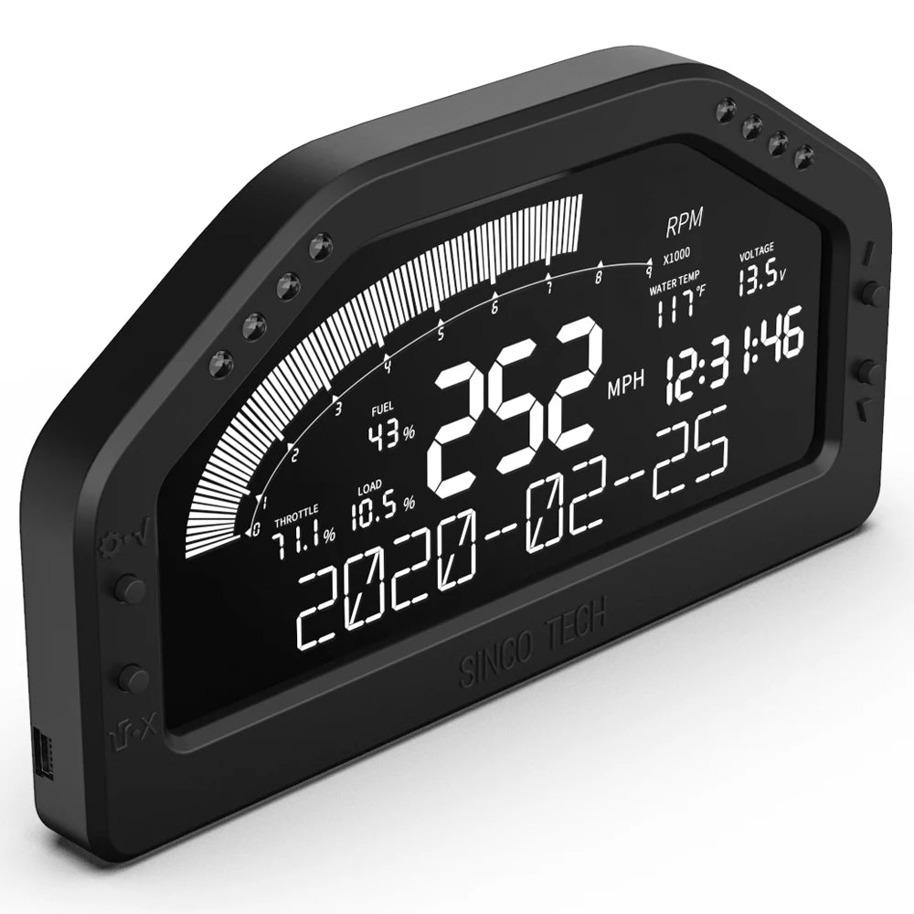 Universal OBD2 12V Multicolour Digital Race Dash Display - RPM, Speed, Voltage and Water Temperature