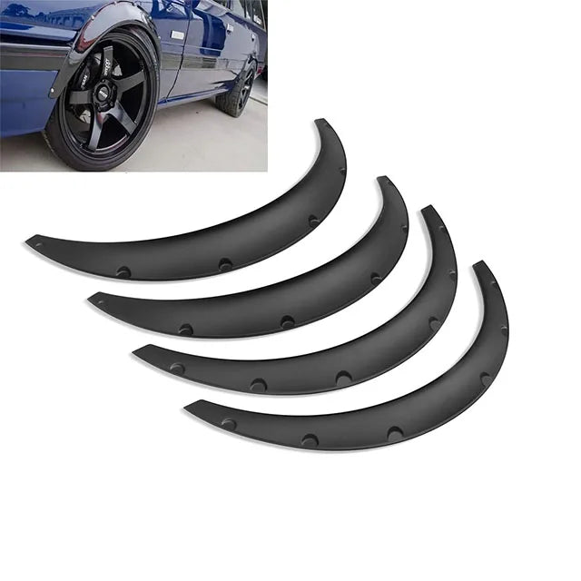 Set of 4 Universal Glossy Black ABS Wide Fender Flares - 2 Front and 2 Rear