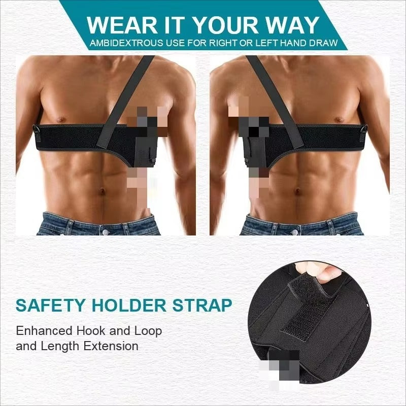 Outdoor Elastic Breathable Neoprene MOLLE Hidden Chest Holster | Quick-Release Tactical Hunting & Hiking Holster | Lightweight Universal Fit