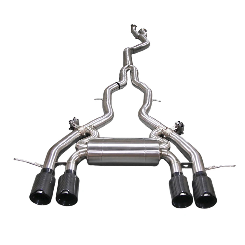 BMW M2 G87 2023+ S58 3.0L Twin-Turbo T304 Stainless 89mm 4-Tip Valved Catback Exhaust with Brackets