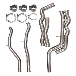 BMW M3 F80 / M4 F82 F83 2014+ S55 Resonated Equal Length Single X Midpipe, 1.5 mm Stainless (Factory Rear Muffler)
