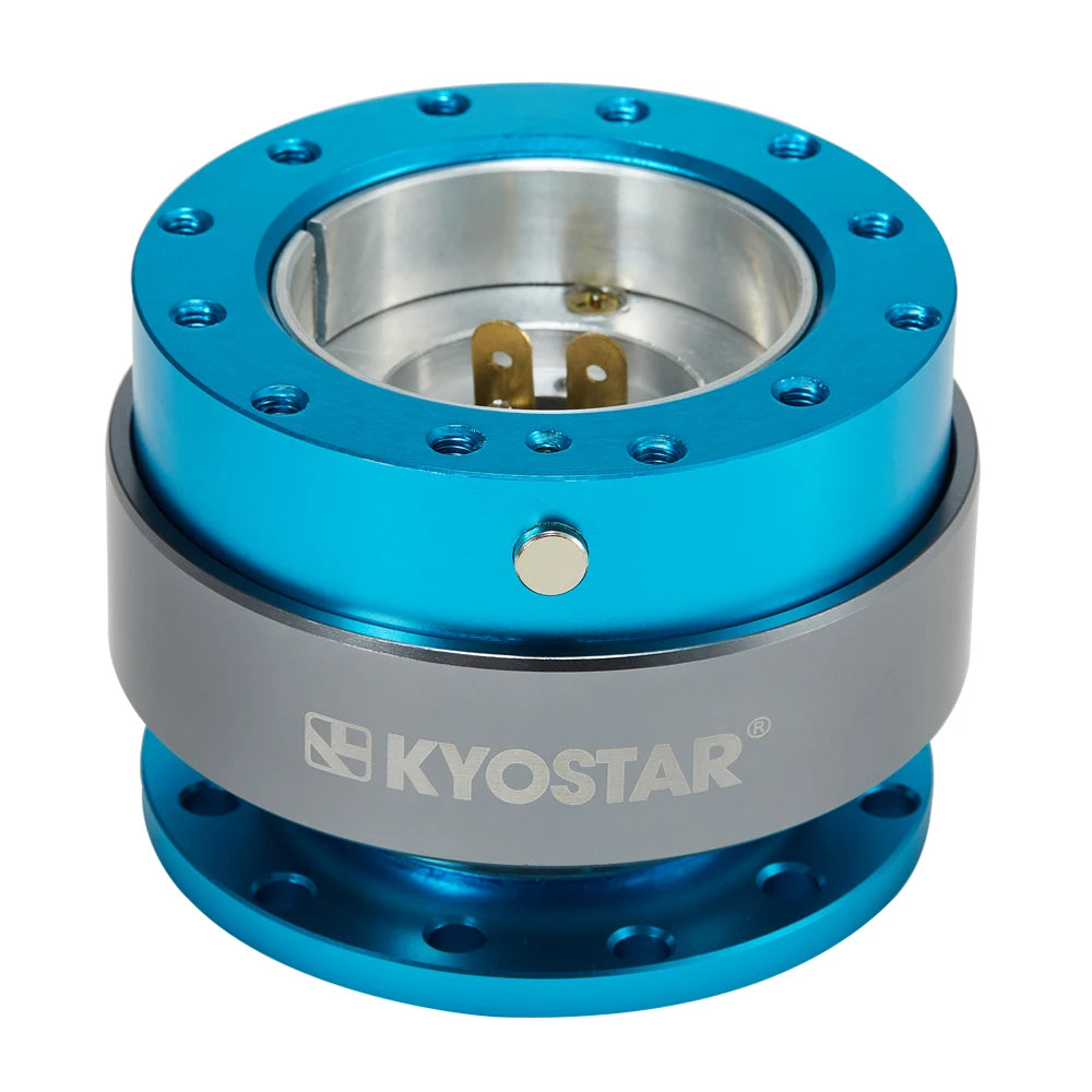 Universal Aluminium Light Blue Quick Release Steering Wheel Snap Off Hub Adapter Kit
