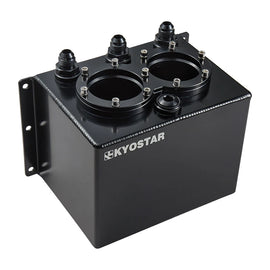 Universal 3 Litre Black Anodised Aluminium Dual Pump Fuel Surge Tank with Fuel Rail