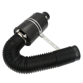 Universal 70mm Adjustable Carbon Fibre Cold Air Intake Extension Pipe with Air Filter