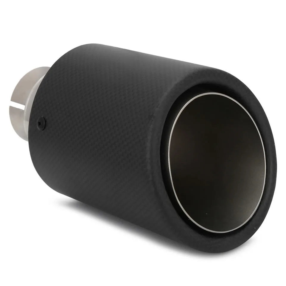 Universal Stainless Steel Dual Carbon Fibre Exhaust Muffler Tips, Straight End