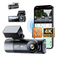 Load image into Gallery viewer, 4K 3 Channel Dash Cam with WiFi &amp; GPS | Front, Rear &amp; Cabin Camera | Night Vision | Parking Mode