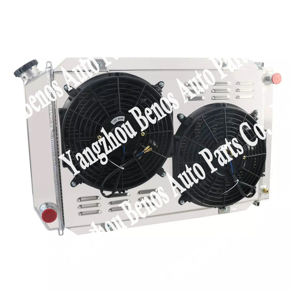 3 Row Aluminum Radiator with Shroud, Fan, and Relay for Ford Mustang 79-93