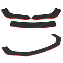 Load image into Gallery viewer, Universal 3-Piece ABS Front Bumper Lip Splitter - Gloss Black with Red Line