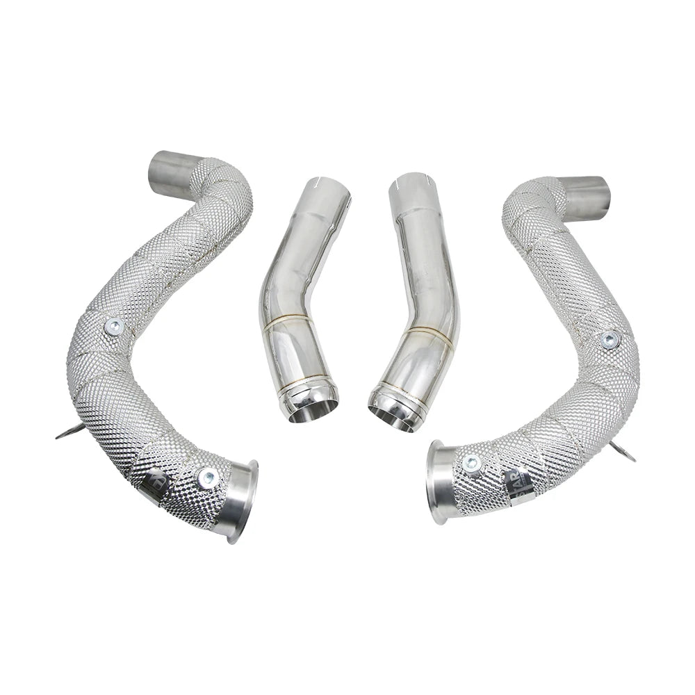 Mercedes-AMG C63 / C63 S W205 M177 4.0TT 3 inch Stainless Competition Downpipes with Heat Shield