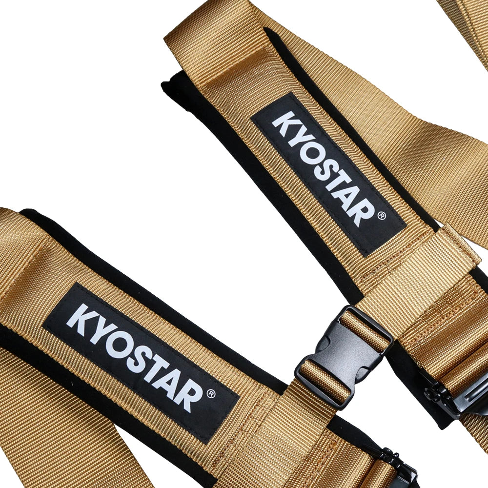 Universal UTV 3 inch 5-Point Racing Harness with Metal Latch and Link Lock, Gold or Grey