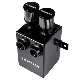 Universal 2 Litre Black Anodised Baffled Aluminium Oil Catch Tank with Breather Filter and Drain, 12AN ORB Inlet