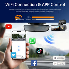 Load image into Gallery viewer, 4K 3 Channel Dash Cam with WiFi &amp; GPS | Front, Rear &amp; Cabin Camera | Night Vision | Parking Mode
