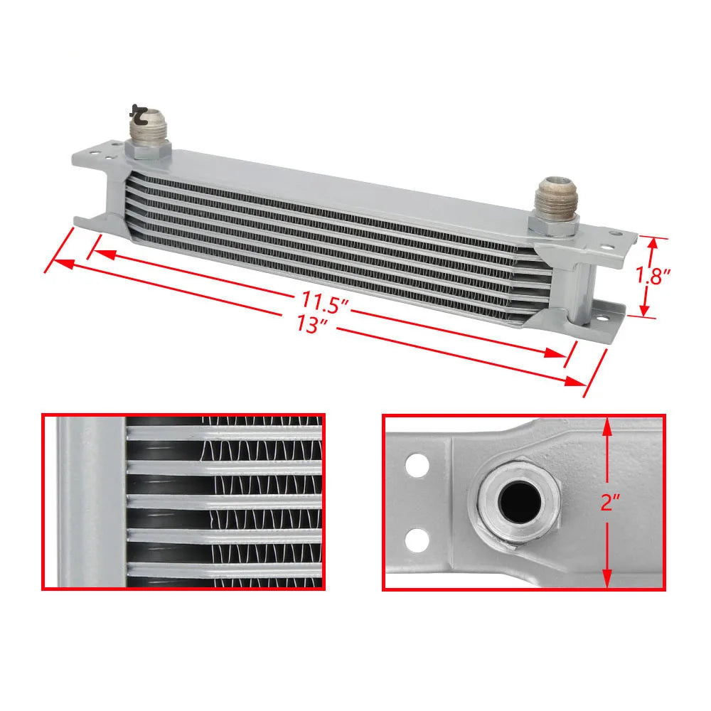 Universal 7 Row 10AN British Style Oil Cooler Core 13 x 3.15 x 2 Inch - Aluminium