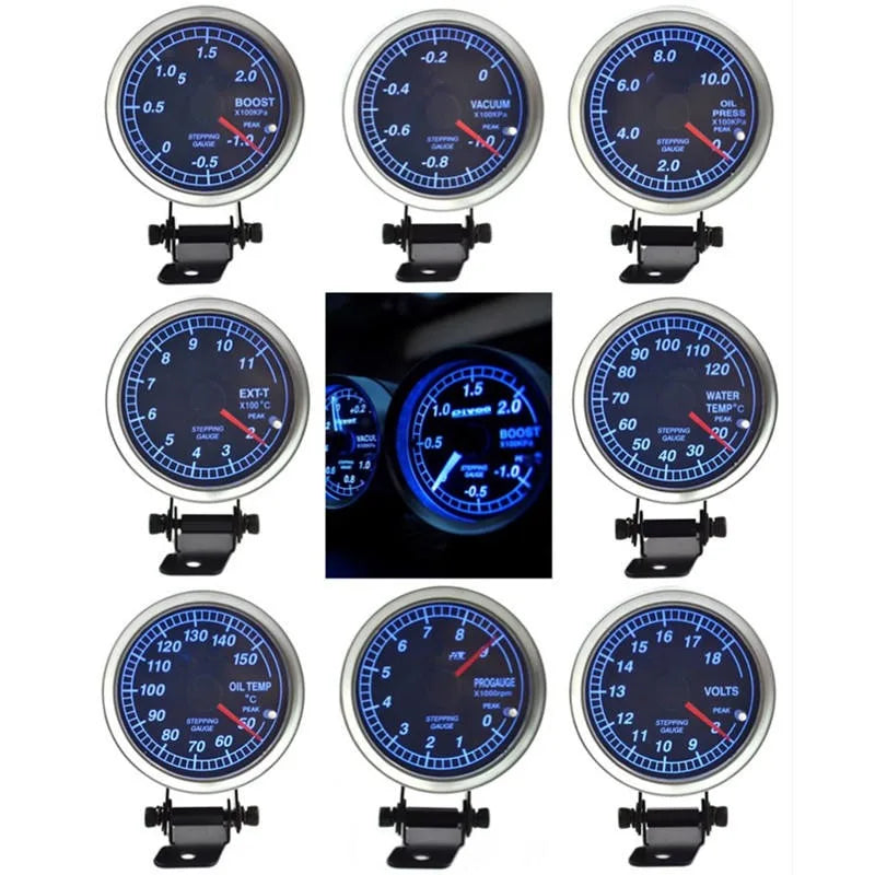 Universal Digital Electronic Racing Gauge, Boost / Oil Pressure / Temp / Tacho / Volt / AFR, 52-120 mm