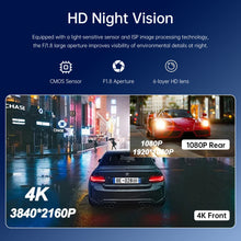 Load image into Gallery viewer, 4K 3 Channel Dash Cam with WiFi &amp; GPS | Front, Rear &amp; Cabin Camera | Night Vision | Parking Mode