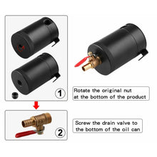 Load image into Gallery viewer, Universal 2-Port Aluminium Baffled Oil Catch Can with Drain Valve, 150 ml, 3/8 inch NPT