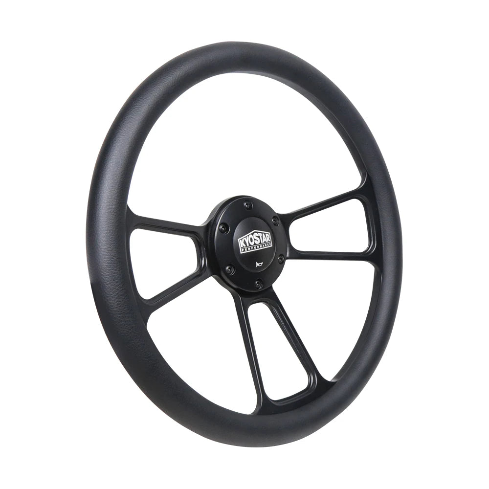 Universal 350 mm 14 inch Half-Wrap Leather Classic 3-Spoke Steering Wheel, 1.75 inch Dish