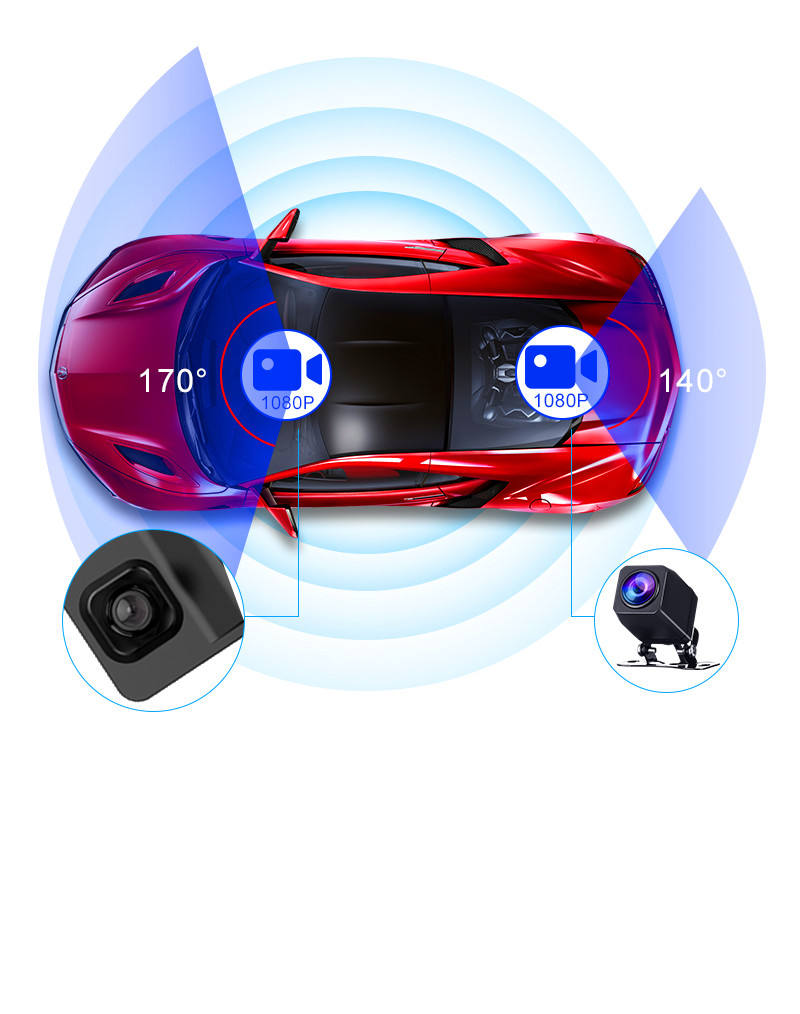 12" Mirror Dash Cam Dual 4K Front Rear Camera GPS WiFi Touch Screen Reversing
